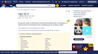 
                            12. Znaczenie SIGN (SB) IN, definicja w Cambridge English Dictionary ...