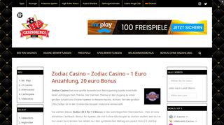
                            12. Zodiac Casino – 1 Euro Anzahlung, 20 euro Bonus | Casino Kings Club