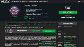 
                            10. Zodiac Casino | BEST Online Casino in Canada | Deposit $1 & Get $20