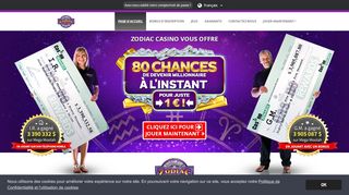 
                            3. Zodiac Casino Mobile | 80 chances de devenir millionnaire à l'instant !