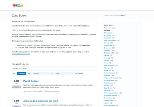 
                            11. Zoho Books: Top (3297 ideas) – Feedback Forum