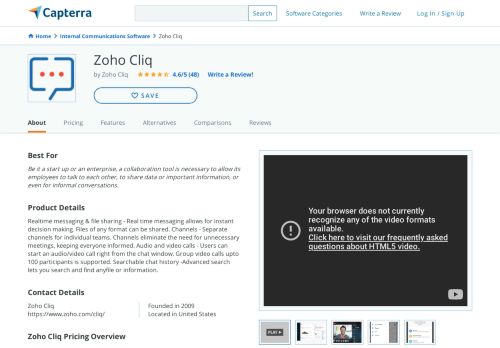 
                            12. Zoho Cliq Reviews and Pricing - 2019 - Capterra