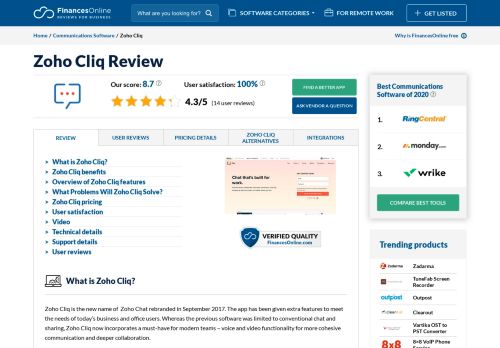 
                            5. Zoho Cliq Reviews: Overview, Pricing and Features