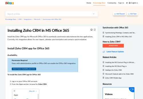 
                            13. Zoho CRM for MS Office 365 - Zoho Cares