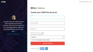 
                            5. Zoho CRM Plus- Sign up for Free