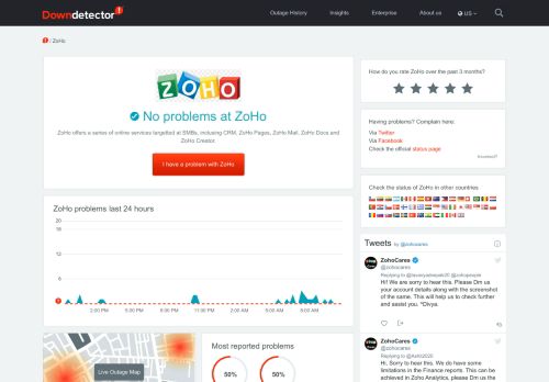 
                            13. ZoHo down? Current outages and problems | Downdetector