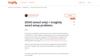 
                            11. ZOHO (email only) + Insightly email setup problems – ...