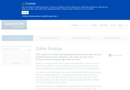 
                            9. Zoho Invoice | Authorize.Net