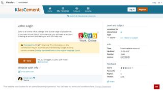 
                            11. Zoho: Login - Downloadable resource - KlasCement