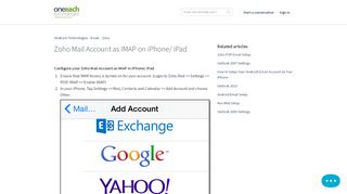
                            13. Zoho Mail Account as IMAP on iPhone/ iPad - OneEach Technologies ...