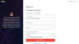 
                            6. Zoho Social - Signup Now