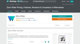 
                            10. Zoho Writer Pricing, Features, Reviews & Comparison of ... - GetApp