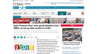 
                            12. Zoho: Zoho Finance Plus' sees good adoption from SMEs, to set up ...