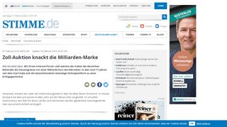 
                            6. Zoll-Auktion knackt die Milliarden-Marke - STIMME.de