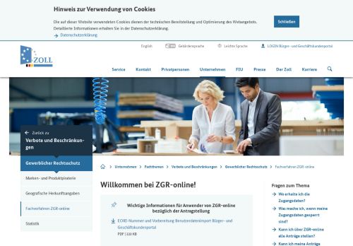 
                            2. Zoll online - Fachverfahren ZGR-online