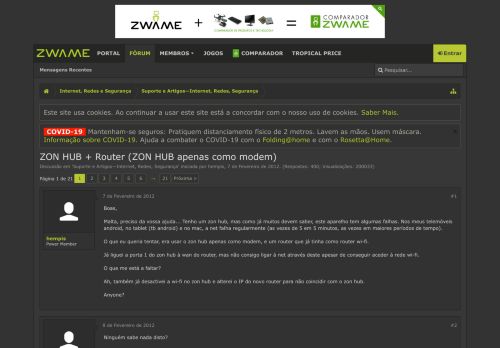 
                            6. ZON HUB + Router (ZON HUB apenas como modem) | ZWAME Fórum