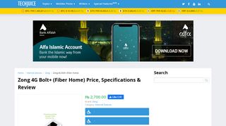 
                            9. Zong 4G Bolt+ (Fiber Home) and Packages Price in ...