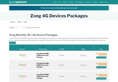 
                            12. Zong 4G Internet Packages for Mobile Wifi & Wingle - Zong ...