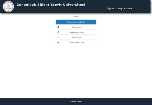 
                            2. Zonguldak Bülent Ecevit Üniversitesi -> Öğrenci Bilgi Sistemi