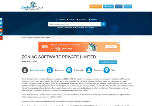 
                            11. ZONIAC SOFTWARE PRIVATE LIMITED - Company, directors and ...