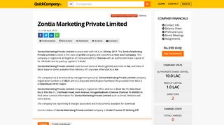 
                            6. Zontia Marketing Private Limited - Company, Directors | QuickCompany