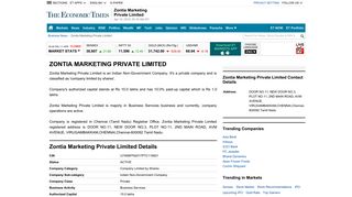 
                            10. Zontia Marketing Private Limited Information - Zontia Marketing Private ...