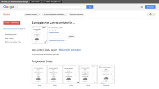 
                            13. Zoologischer Jahresbericht für ... - Google Books-Ergebnisseite