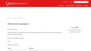 
                            5. ZOOLOGO Cashback - VOLKSSPARKARTE