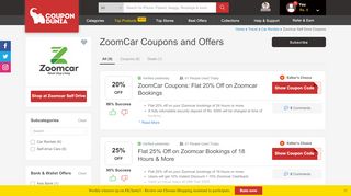 
                            5. Zoomcar Coupons & Offers | Rs.600 OFF | Extra Rs.300 Cashback