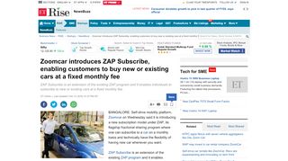 
                            7. Zoomcar introduces ZAP Subscribe, enabling customers to buy new or ...