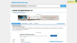 
                            5. zoommymoney.in at WI. Install Free And Earn - Website Informer