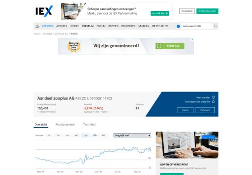 
                            8. zooplus AG » Koers (Aandeel) | IEX.nl