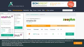 
                            7. zooplus.de Partnerprogramm: bis zu 4,00% Provision pro Sale ...