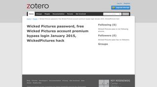 
                            6. Zotero | People > Wicked Pictures password, free Wicked ...