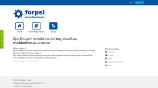 
                            11. Zpoždování emailů na adresy tiscali.cz, worldonline.cz a wo.cz - FORPSI