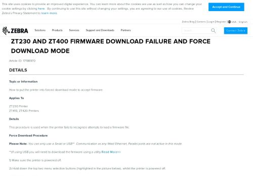 
                            5. ZT230 and ZT400 Firmware Download Failure and Force Download ...