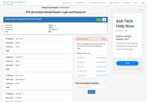 
                            2. ZTE all models Default Router Login and Password - Clean CSS