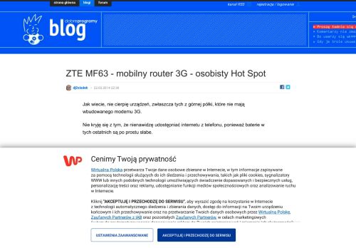 
                            8. ZTE MF63 - mobilny router 3G - osobisty Hot Spot - blogi ...