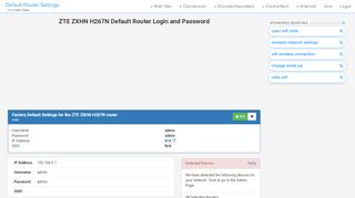 
                            7. ZTE ZXHN H267N Default Router Login and Password - Clean CSS