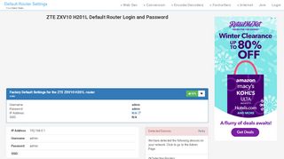 
                            1. ZTE ZXV10 H201L Default Router Login and Password - Clean CSS
