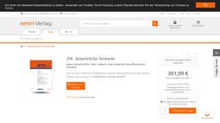 
                            9. ZTR - Zeitschrift für Tarifrecht Jahresabonnement Inland | Zeitschrift ...
