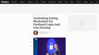 
                            9. Zuckerberg Eyeing Blockchain For Facebook Login And Data Sharing