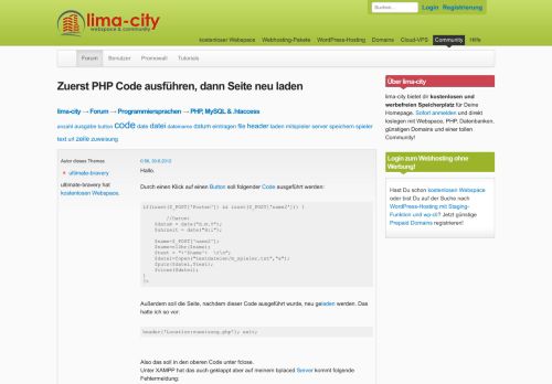 
                            2. Zuerst PHP Code ausführen, dann Seite neu laden - Lima-City