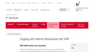 
                            2. Zugang auf interne Ressourcen mit VPN - Universität Bern