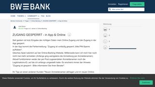 
                            4. ZUGANG GESPERRT - in App & Online | BW-Bank Service Community