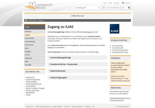 
                            5. Zugang zu ILIAS - Universität Passau