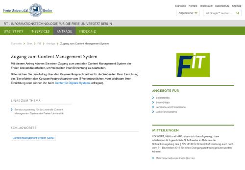 
                            2. Zugang zum Content Management System • FIT • Freie Universität Berlin