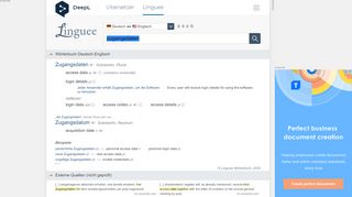 
                            4. Zugangsdaten - Englisch-Übersetzung – Linguee Wörterbuch