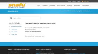 
                            10. Zugangsdaten website.snafu.de | snafu – Interaktive Netzwerke