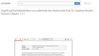 
                            12. Zugriff auf Fachbibliotheken von außerhalb der Hochschule Prof. Dr ...